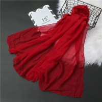 Модный женский легкий темно-красный, бордовый шарф, накидка