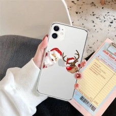 Рождественский чехол-накладка для телефона из качественного силикона с принтом "Санта-Клаус и олень" на iPhone 11 Pro max (айфон 11 про макс)