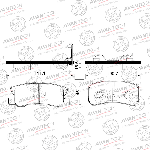 
Колодки тормозные дисковые Avantech (противоскрипная пластина в компл.)
					