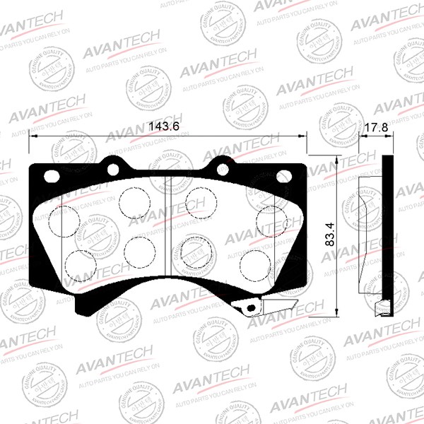 
Колодки тормозные дисковые Avantech (противоскрипная пластина в компл.)
					