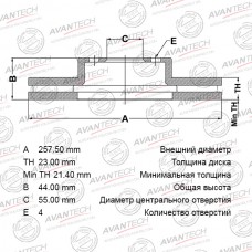 Диск тормозной AVANTECH
					
BR0414S