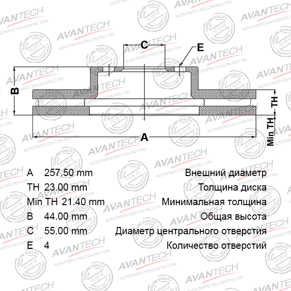 
Диск тормозной AVANTECH
					