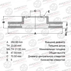 Диск тормозной AVANTECH
					
BR0307S