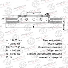 Диск тормозной AVANTECH
					
BR0516S