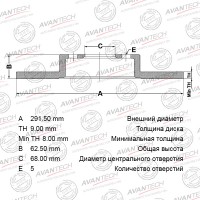 Диск тормозной AVANTECH
					
BR0211S