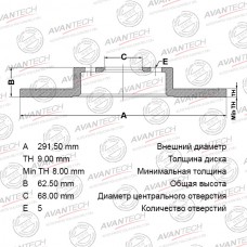 Диск тормозной AVANTECH
					
BR0211S