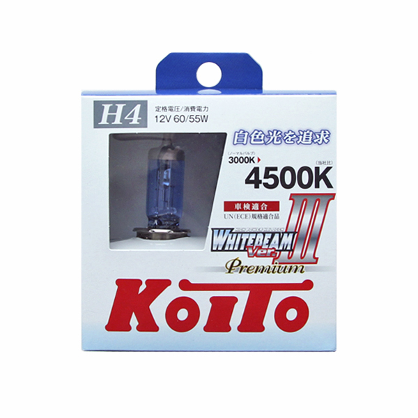 
Лампа высокотемпературная Koito Whitebeam Premium H4 12V 60/55W (135/125W) 4500K (комплект 2 шт.)
					