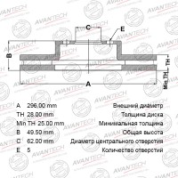 Диск тормозной AVANTECH
					
BR0140S
