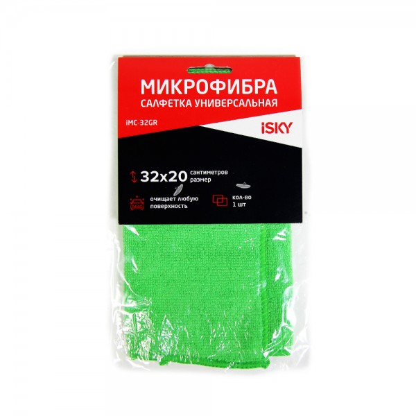 
Салфетка для ухода за автомобилем iSky, 32х20 см, микрофибра, зеленый
					