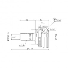 Шрус привода DOUBLE FORCE, с ABS
					
DFCV079