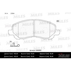 Колодки тормозные передние MILES E400051 без датчика для MITSUBUSHI LANCER CS,CY (TRW GDB3287)