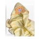 Детское банное желтое махровое полотенце 90х90 см из 100 % хлопка для новорожденных, с капюшоном-уголком, плотность 340 гр. Мишка