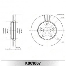 Диск тормозной передний MILES K001667 для MARK, CHASER, CRESSIDA, CRESTA (TRW DF7089)