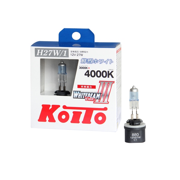 
Лампа высокотемпературная Koito Whitebeam H27/1 12V 27W (55W) 4000K (комплект 2 шт.)
					