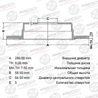 Диск тормозной AVANTECH
					
BR0321S