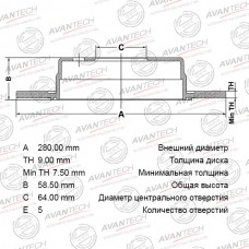 Диск тормозной AVANTECH
					
BR0321S