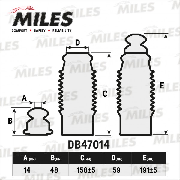 Сервисный комплект (пыльник и отбойник на 1 амортизатор) DB47014 MILES DB47014. 