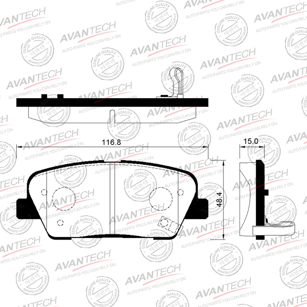 
Колодки тормозные дисковые Avantech (противоскрипная пластина в компл.)
					