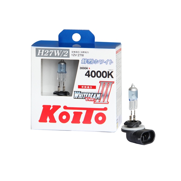 
Лампа высокотемпературная Koito Whitebeam H27/2 12V 27W (55W) 4000K (комплект 2 шт.)
					