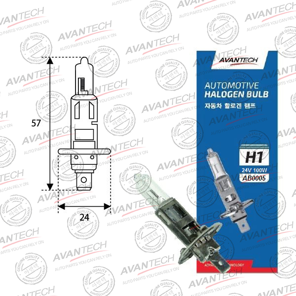 
Лампа головного света Avantech H1 24V 100W
					