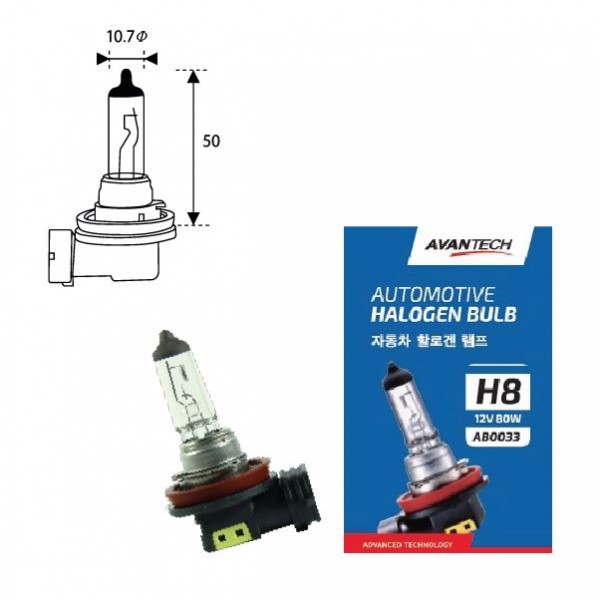 
Лампа головного света Avantech H8 12V 80W
					