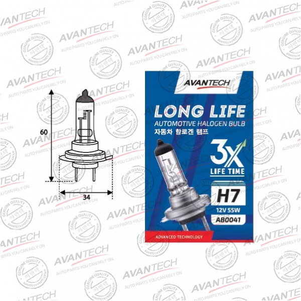 
Лампа головного света Avantech H7 12V 55W Long Life
					