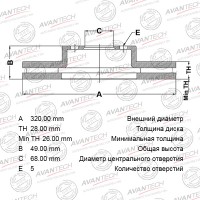 Диск тормозной AVANTECH
					
BR0219S