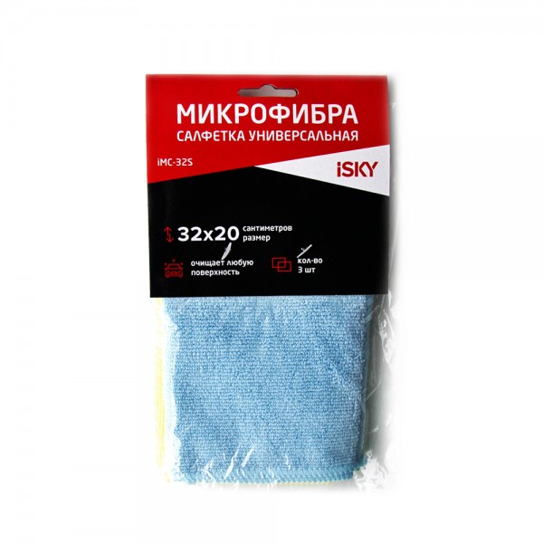 
Набор салфеток для ухода за автомобилем iSky, 32х20 см, микрофибра, 3 шт
					