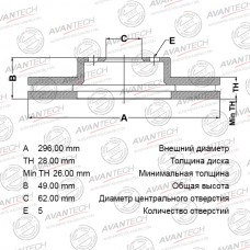 Диск тормозной AVANTECH
					
BR0167S