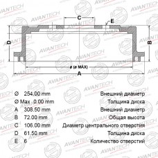 Диск тормозной AVANTECH
					
BR0171S