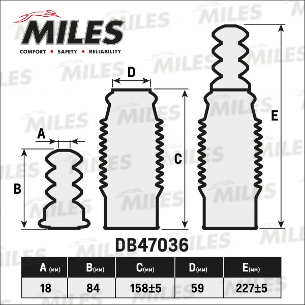 Пылезащитный комплект амортизатора MILES DB47036. 