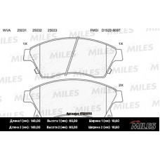 передние CHEVROLET AVEO T300, CRUZE J300 E100013 MILES E100013. Тормозные колодки MILES .