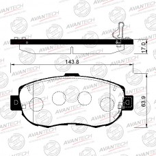 Колодки тормозные дисковые Avantech (противоскрипная пластина в компл.)
					
AV809