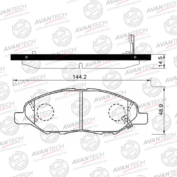 
Колодки тормозные дисковые Avantech (противоскрипная пластина в компл.)
					