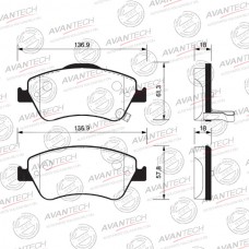 Колодки тормозные дисковые Avantech противоскрипная пластина в компл.
					
AV818
