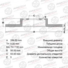 Диск тормозной AVANTECH