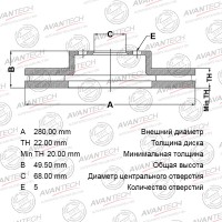 Диск тормозной AVANTECH
					
BR0234S