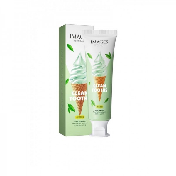 Зубная паста с зеленым чаем для удаление пятен IMAGES STAIN REMOVAL Green Tea Mint Toothpaste 100 г