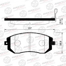 Колодки тормозные дисковые Avantech (противоскрипная пластина в компл.)
					
AV842