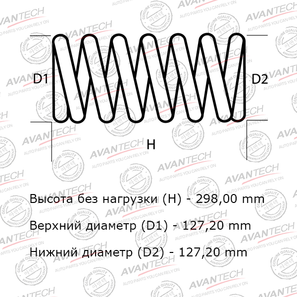 
Комплект усиленных пружин подвески Avantech (2шт. в одной упаковке)
					