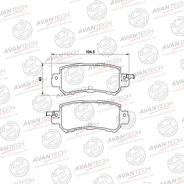 
Колодки тормозные дисковые Avantech (противоскрипная пластина в компл.)
					