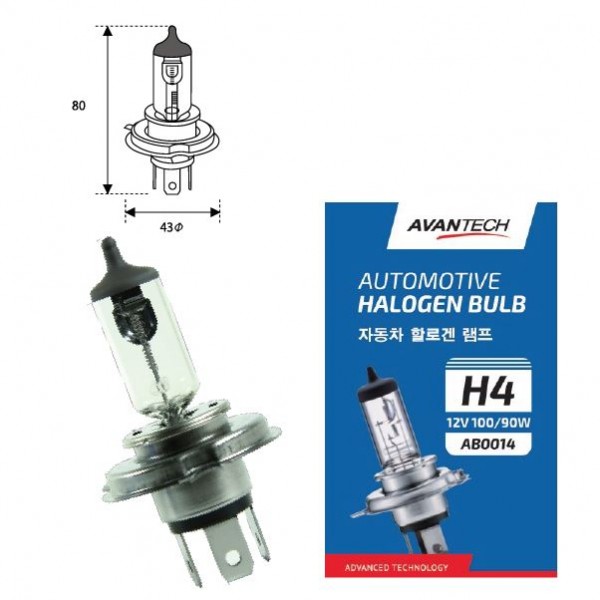 
Лампа головного света Avantech H4 (HB2) 12V 100/90W
					