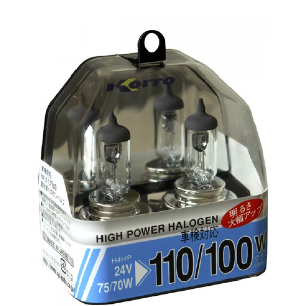 
Лампа высокотемпературная Koito High Power Halogen H4 24V 75/70W (110/100W) 3300K (комплект 2 шт.)
					