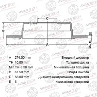 Диск тормозной AVANTECH
					
BR0609S