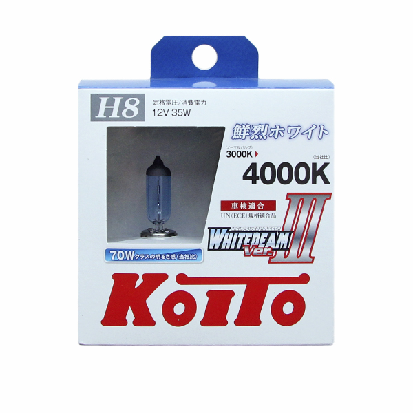 
Лампа высокотемпературная Koito Whitebeam H8 12V 35W (70W) 4000K (комплект 2 шт.)
					