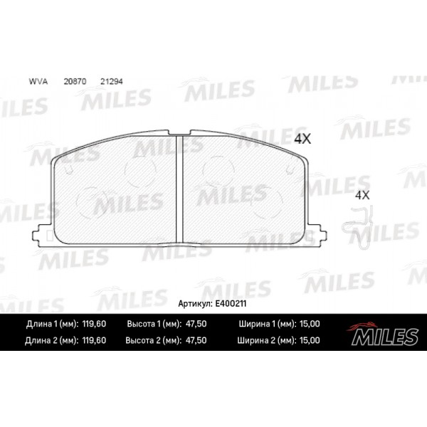 Колодки тормозные передние (без датчика) (Смесь Low-Metallic) (TOYOTA CAMRY/CARINA/COROLLA 83-92) (TRW GDB3184) E400211