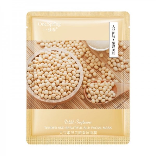 Тканевая маска с экстрактом диких соевых бобов One Spring  Wild Soybeans Tender And Beautiful Silk Facial Mask, 30г