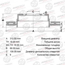 Диск тормозной AVANTECH
					
BR0173S