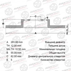 Диск тормозной AVANTECH
					
BR0133S