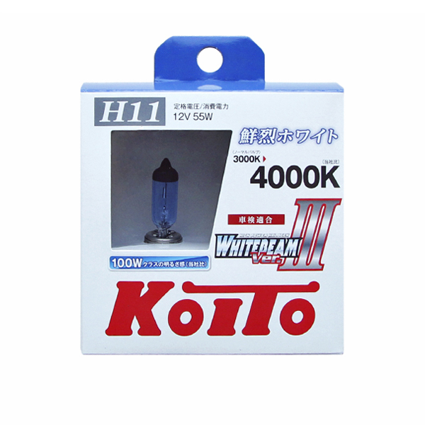 
Лампа высокотемпературная Koito Whitebeam H11 12V 55W (100W) 4000K (комплект 2 шт.)
					